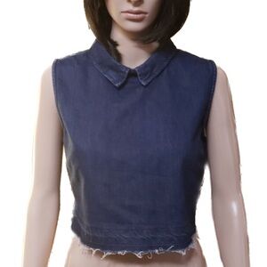 Fashion Union Denim Zip Back Crop Top XL